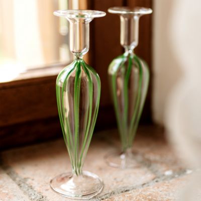 Nuovo Stripe Blue Candlesticks, Set of 2