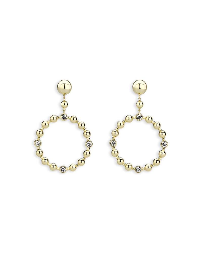 Aqua Bead Chain Drop Earrings - Exclusive In Gold