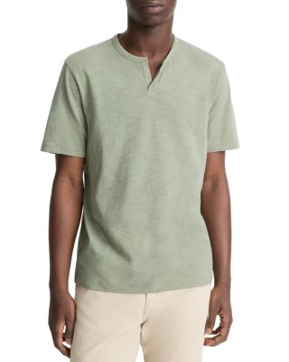 Slub Split Neck Short Sleeve Tee