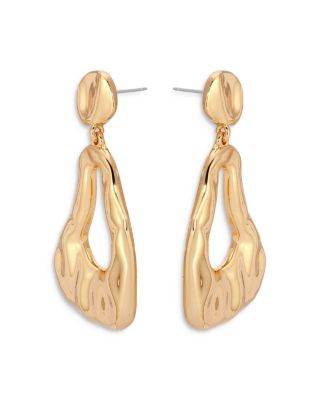 Molten 18K Yellow Gold Plated Drop Earrings, 1.9"L