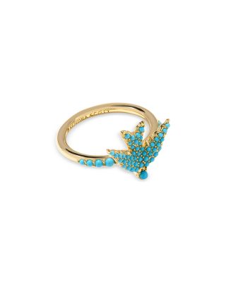 Melody Blue Cabochon Pav&eacute; Bird Cocktail Ring
