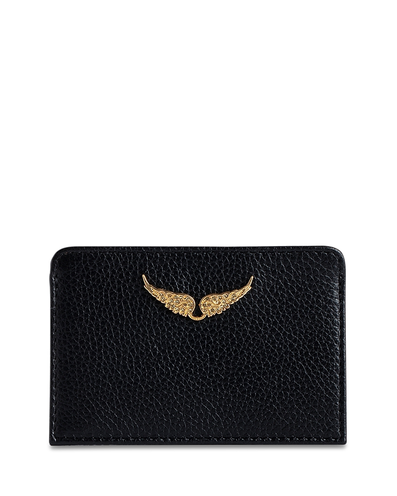Zadig & Voltaire Wing Pattern Card Bag In Noir Gold