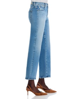 Mid Rise Cropped Straight Leg Jeans in Momento
