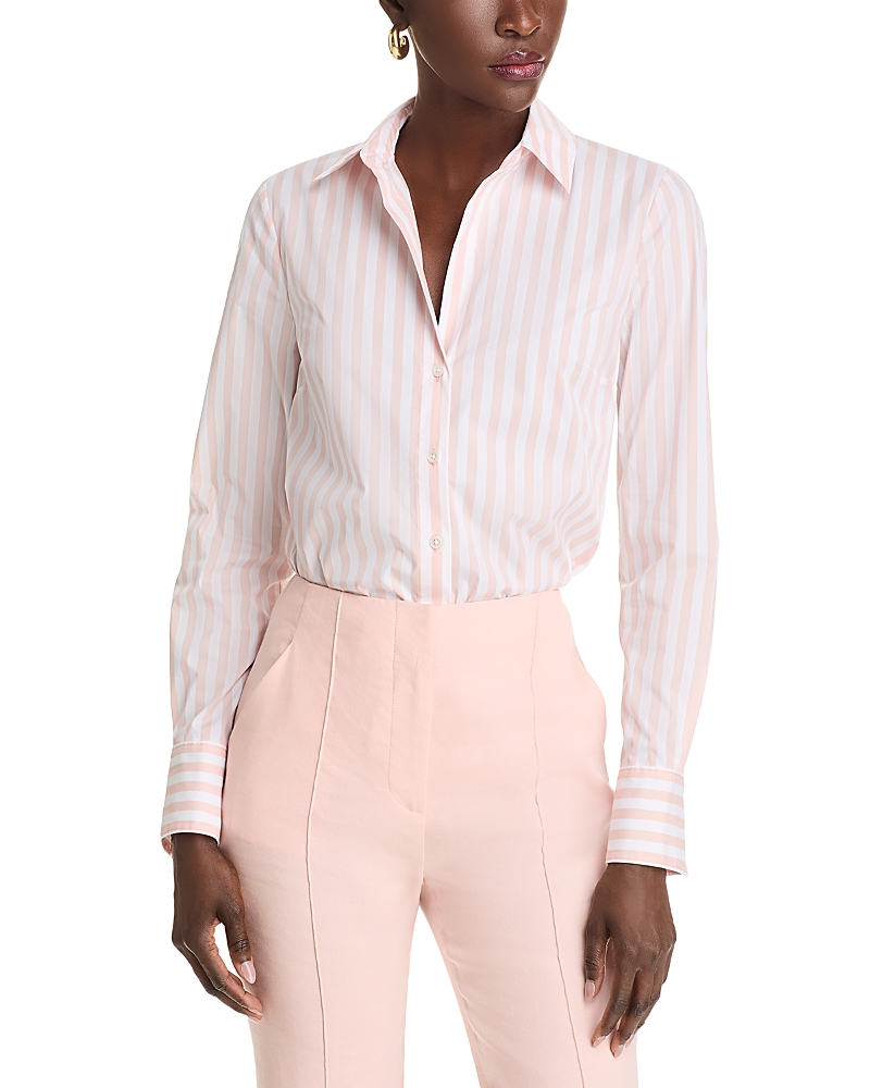 Veronica Beard Amelia Stripe Button-front Shirt In Pink Shell