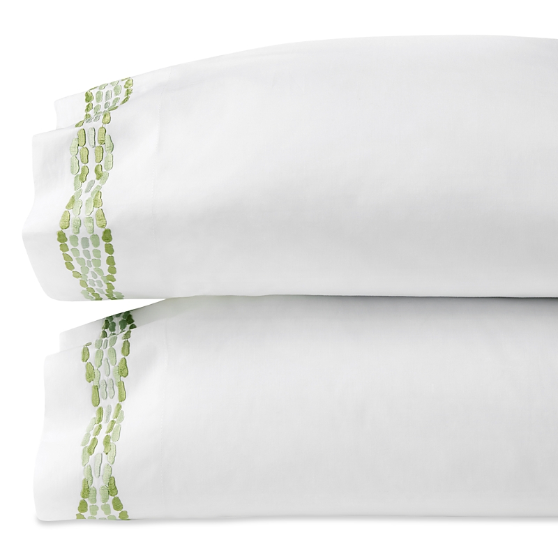 Sferra X Scalamandre Cobblestones Standard Pillowcase, Pair In White/green