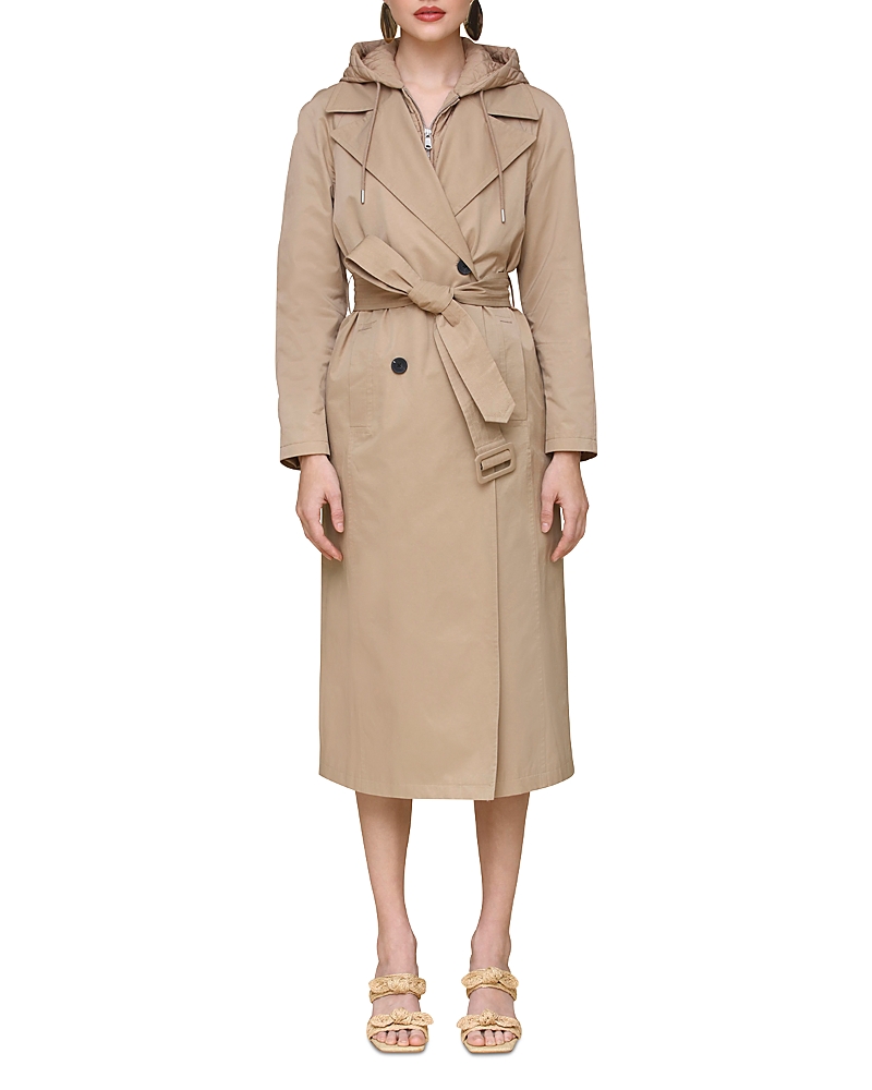 Shop Avec Les Filles Quilted Bib Maxi Trench Coat In Khaki