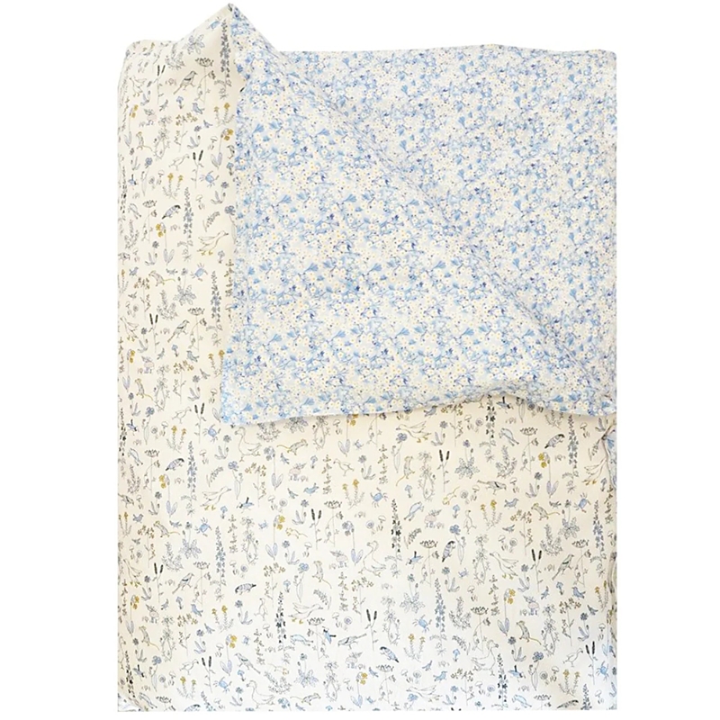 Coco & Wolf Liberty Fabric Theo Blue & Mitsi Valeria Print Heirloom Quilt, Crib In Theo Blue Mitsi Valeria Blue