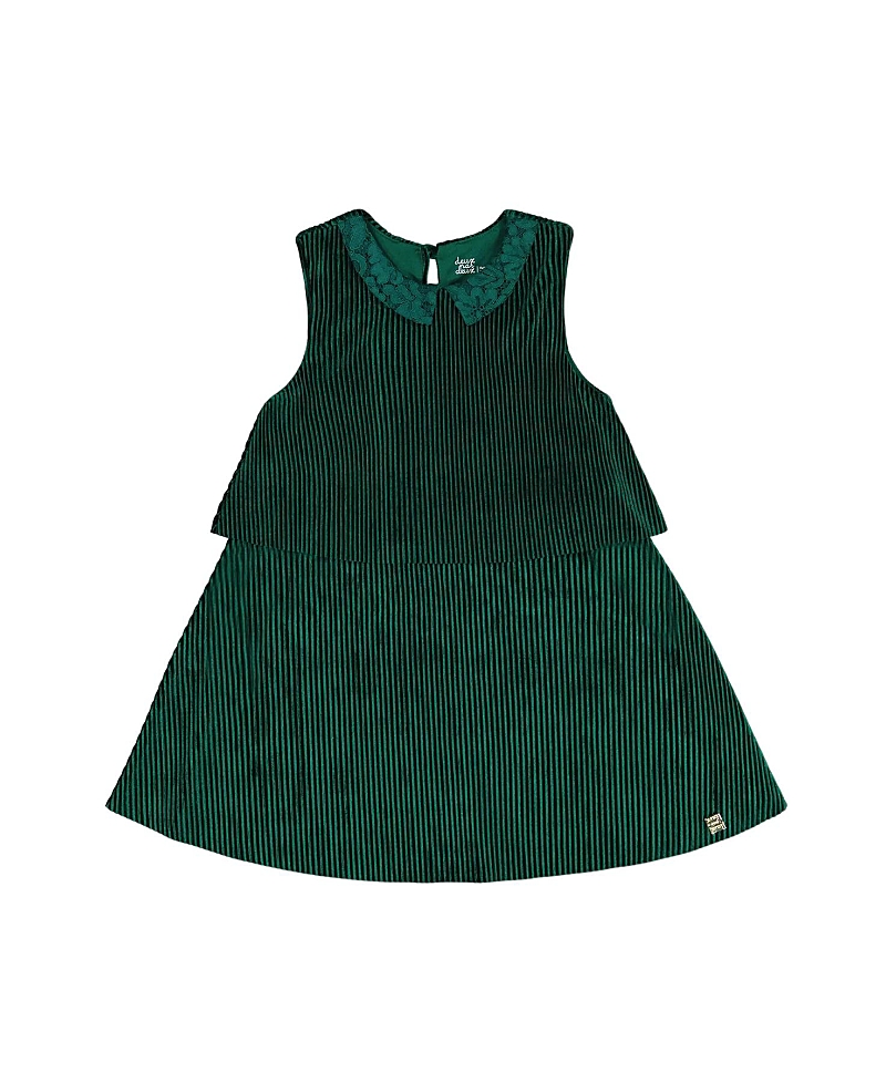 Deux Par Deux Girls' Sleeveless Dress With Eyelet Collar - Little Kid In Amazon