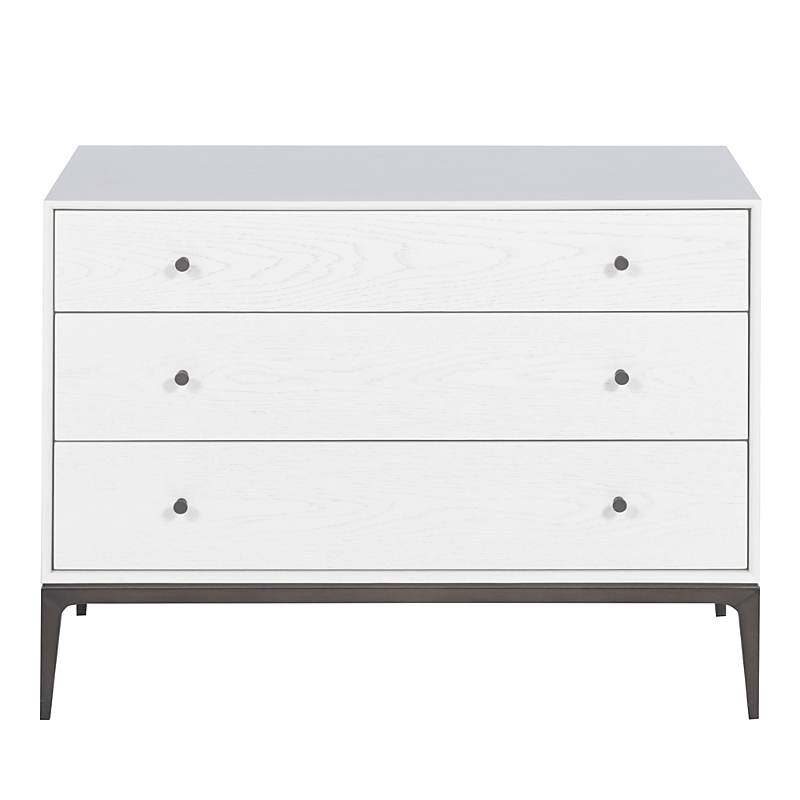 Vanguard Furniture Essence Large 3 Drawer Nightstand In White Oak/bronze