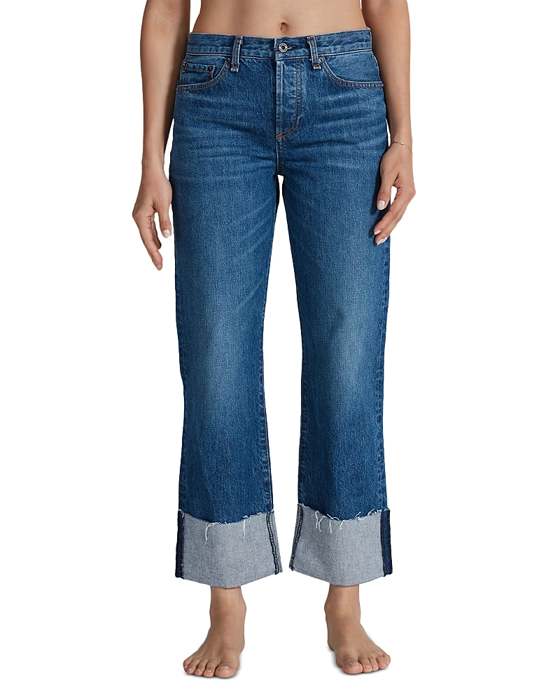 Askk Ny Cuffed Mid Rise Straight Jean In Paris In Blue