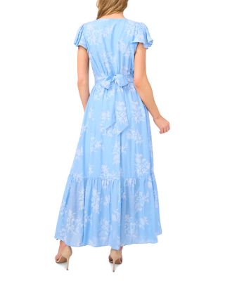 V Neck Flutter Sleeve Maxi Dress