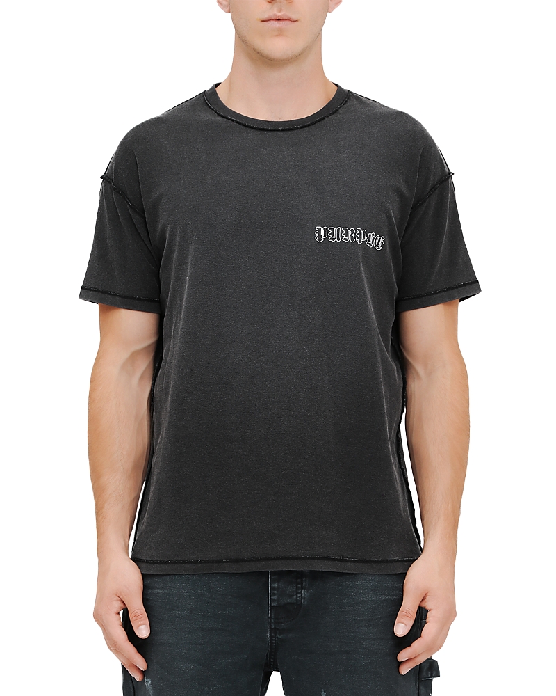 Purple Brand Textured Inside Out Cotton Graphic T-shirt In Black