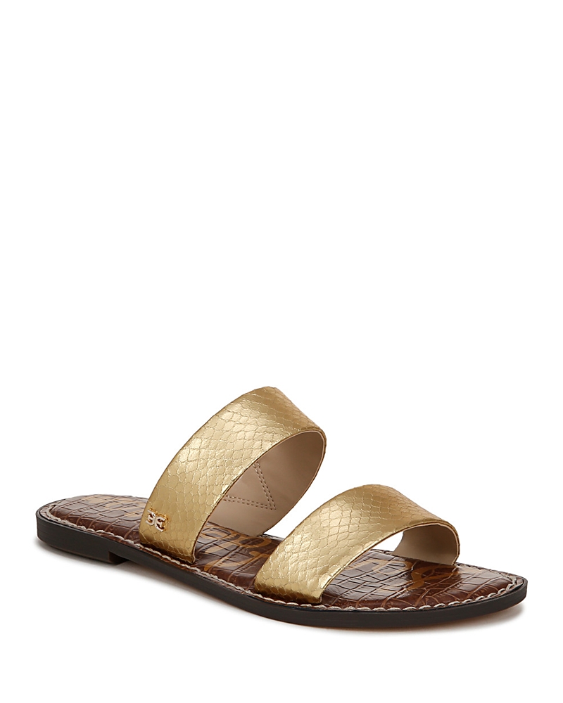 Sam Edelman Gala Double Strap Slide Sandal Gold Faux Leather In Gold