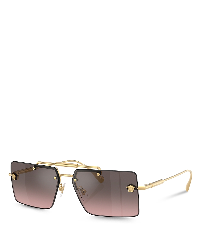 Versace Pink Gradient Flash Mirror Rectangular Ladies Sunglasses Ve2245 100258 60 In Brown