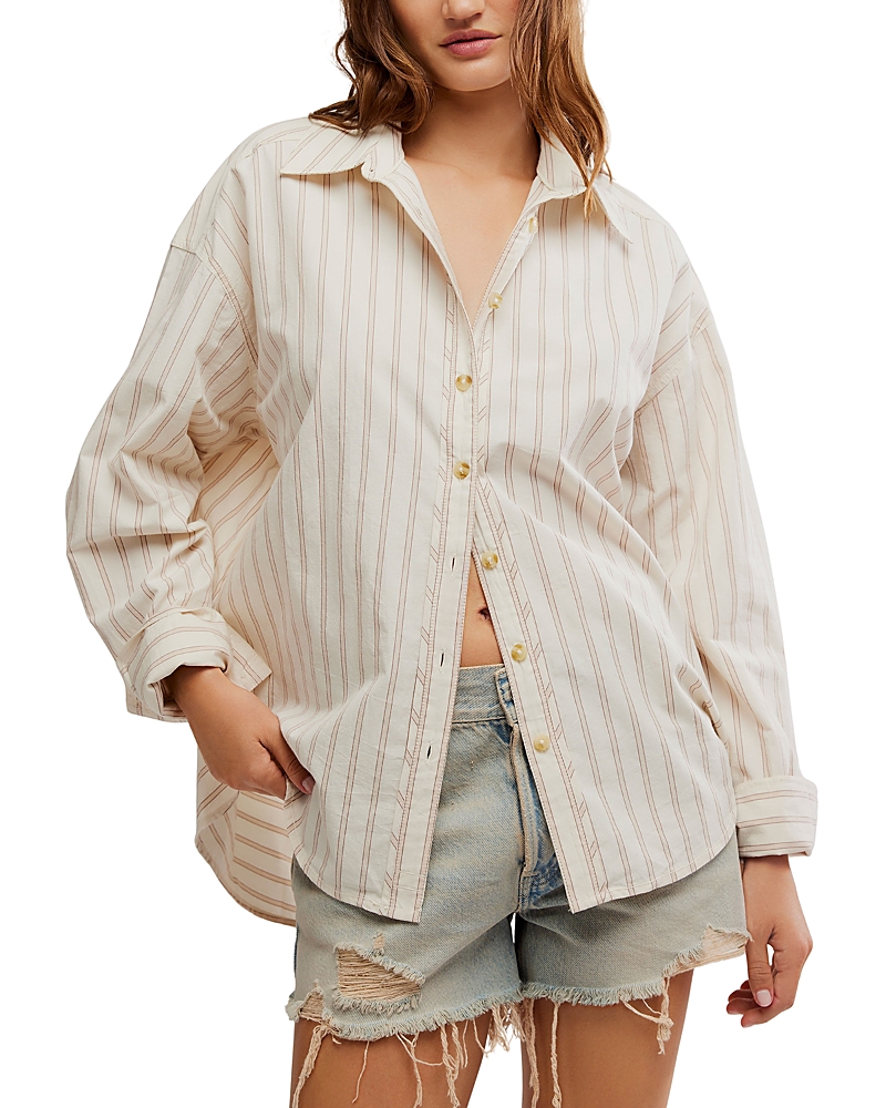 FREE PEOPLE STRIPED VARSITY VIBES SHIRT
