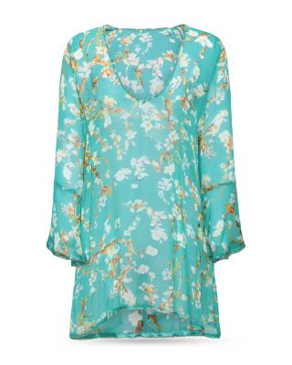 Ansley Cherry Sheer Short Swim Cover-Up Dress