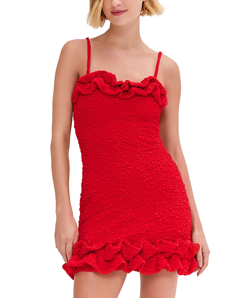 Patbo Papillon Jacquard Flutter Mini Dress In Red