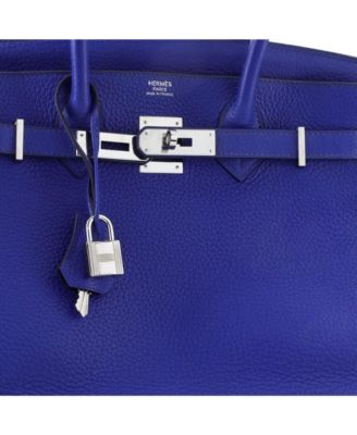 Birkin 30 Handbag Blue Clemence with Palladium Hardware