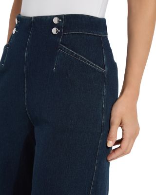 Dion Sailor Crop Palazzo Jeans in Indigo