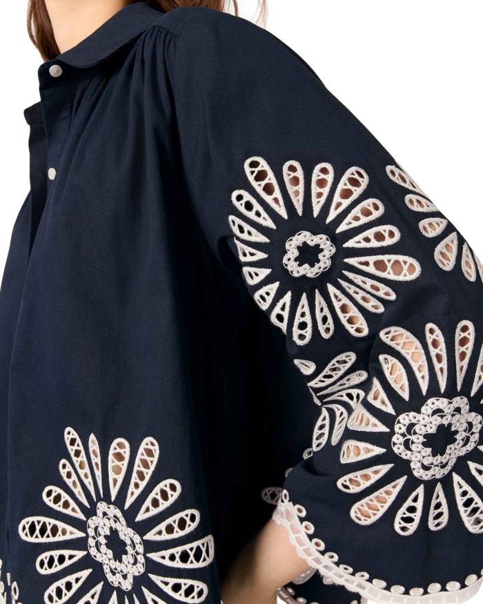 Crochet Detail Cropped Shirt