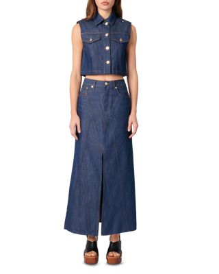 Maje - Denim Cropped Jacket & Long Denim Skirt