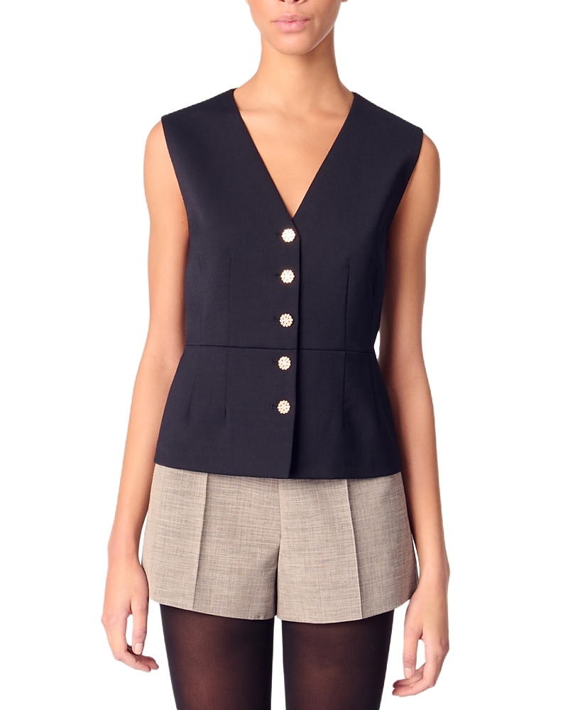 Maje Wool Blend Jacket In Navy