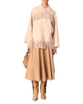 Double Breasted Fringed Coat 