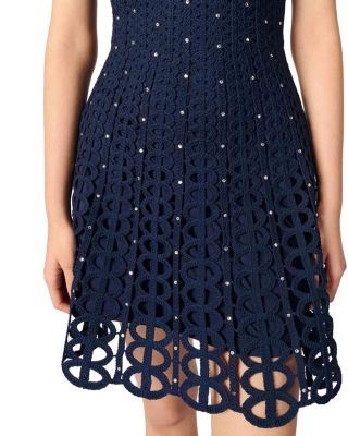 Rhinestone Crochet Short Dress