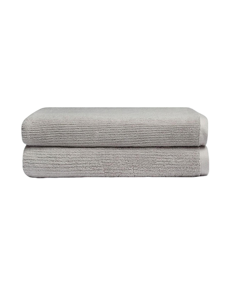 Cozy Earth Ribbed Terry Bath Sheets, Set Of 2 In Light Grey