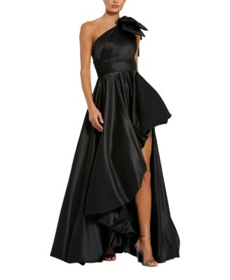  Satin One Shoulder Bow Gown