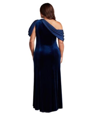 Plus Copley Shoulder Drape Velvet Gown