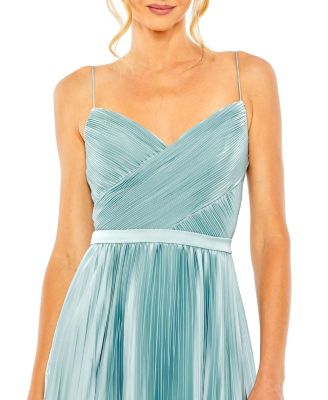Slim Strap Surplice Top Pleated Dress