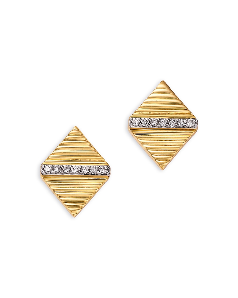 Bloomingdale's Fine Collection Diamond Stud Earrings In Textured 14k Yellow Gold, 0.15 Ct. T. W. In Gold