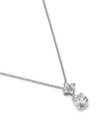Diamond Solitaire Drop Pendant Necklace in 14K White Gold, 1.0 tcw