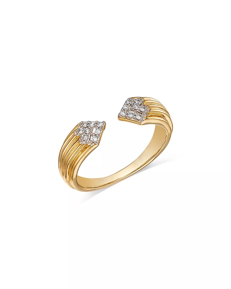 Bloomingdale's Fine Collection Diamond Open Ring in Textured 14K Yellow Gold, 0.10 tcw