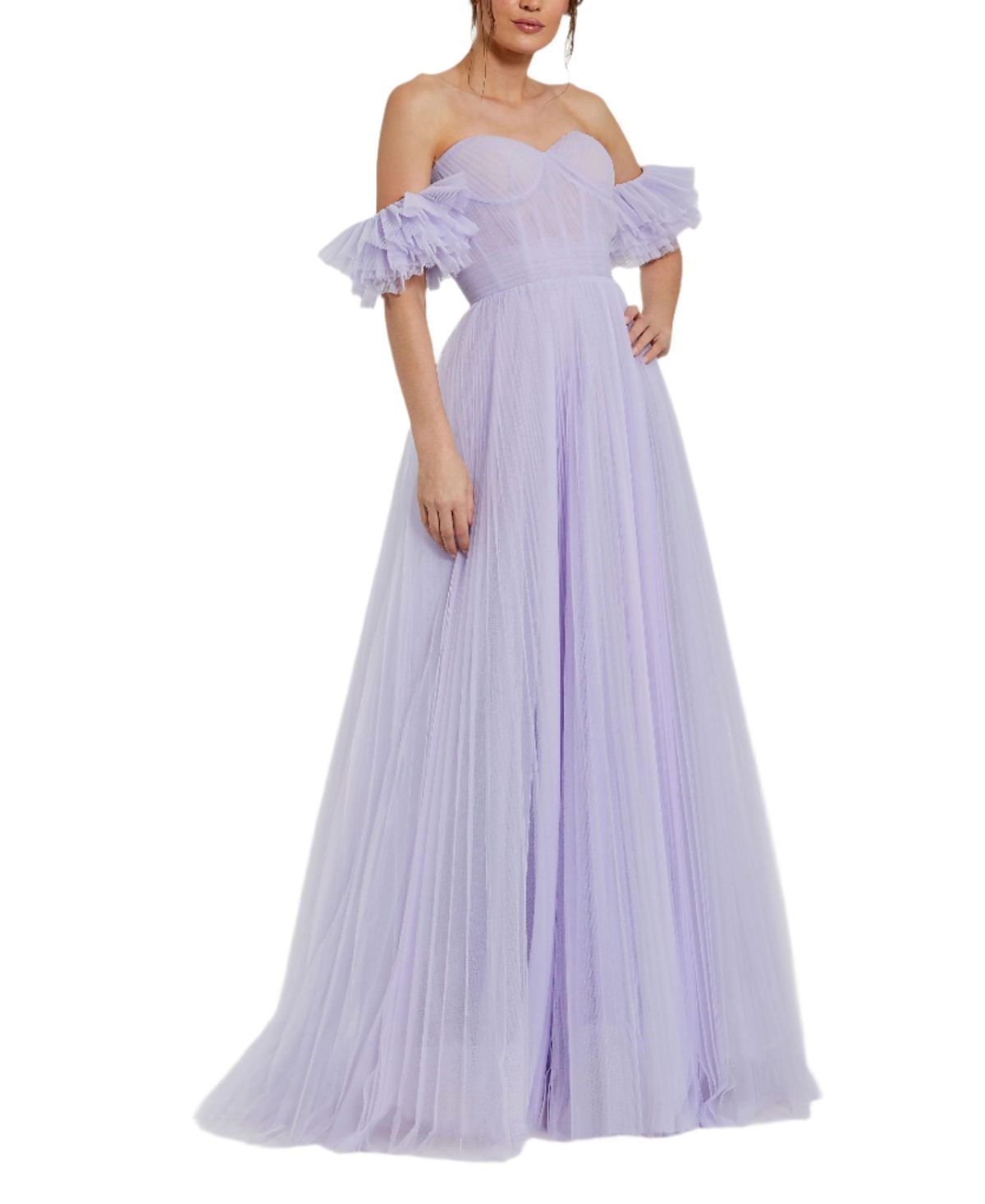 Mac Duggal Off The Shoulder Tulle A Line Gown