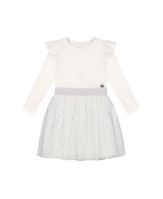 Deux par Deux - Girls' Long Sleeve Dress with Glittering Tulle Skirt - Big Kid