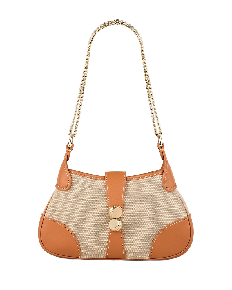 Sandro Womens Naturels Hardware-embellished Canvas And Leather Shoulder Bag In Beige