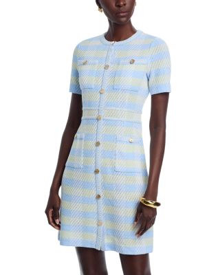 Plaid Button Front Sheath Dress