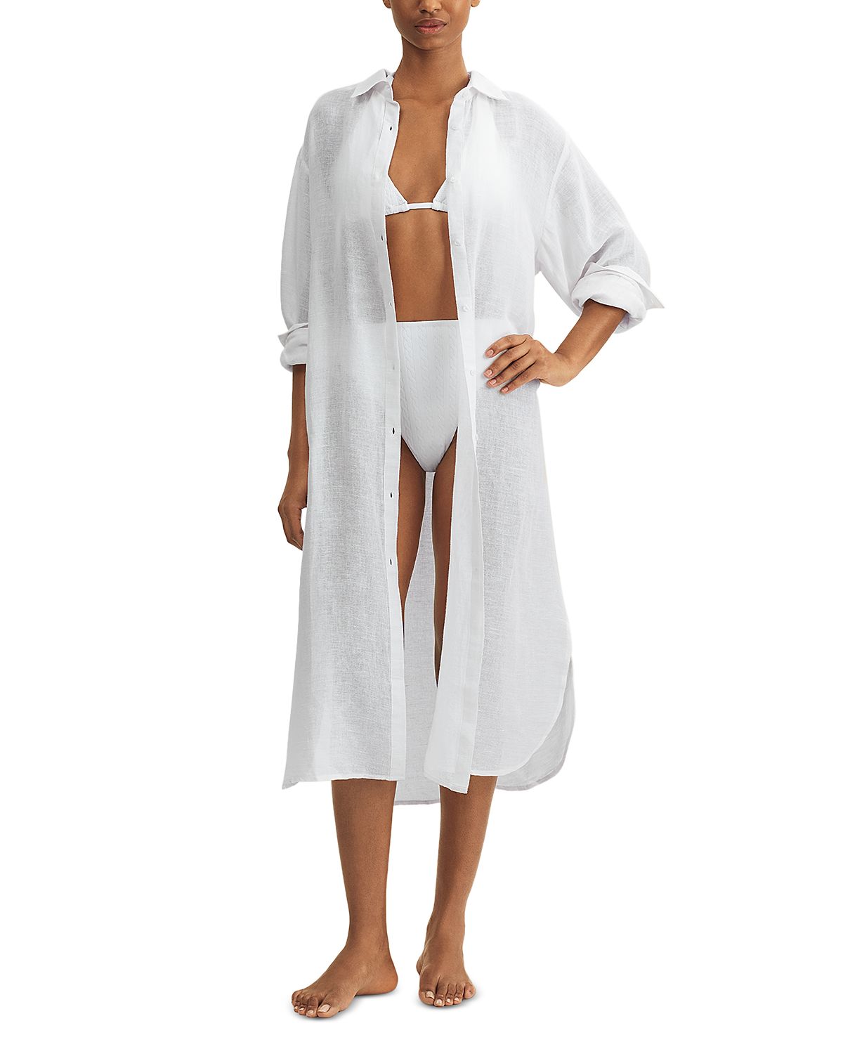 Polo Ralph Lauren Boyfriend Maxi Shirt Swim Cover-Up