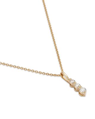 Diamond Three Stone Pendant Necklace in 14K Yellow Gold, 0.25 tcw