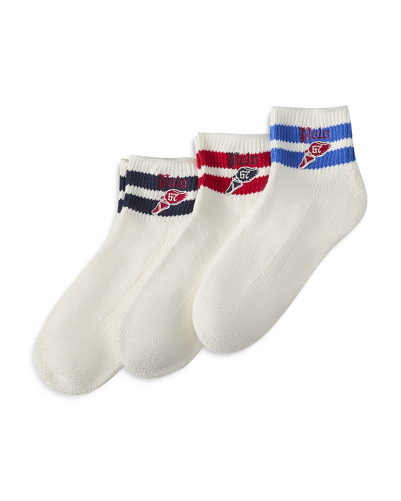 Polo Ralph Lauren Men's Run Club Quarter Socks, Pack Of 3 In Off White