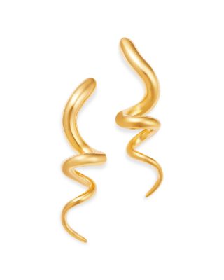 18K Yellow Gold Designer Gold Spiral Drop Earrings