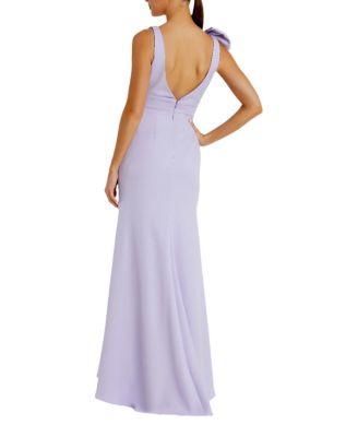 Sleeveless V Neck Bow Detail Mermaid Gown