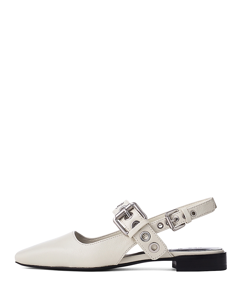 Rag & Bone Astra Leather Buckle Slingback Ballerina Flats In Antique White