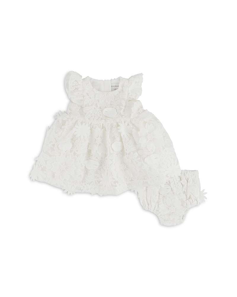 Miniclasix Girls' Floral Lace Dress & Matching Bloomers Set - Baby In Ivory