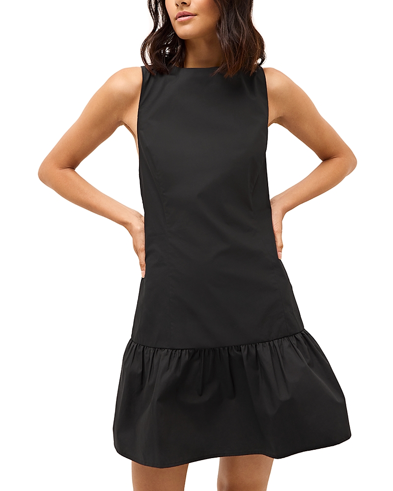Marie Oliver Marilyn Flounce Cotton Mini Dress In Black