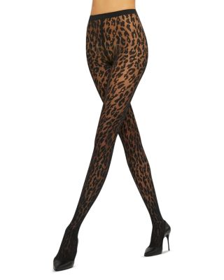 Matte Leopard Print Tights