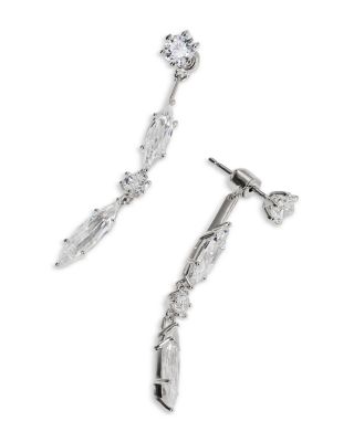 BTRX Mixed Cubic Zirconia Front to Back Earrings in Rhodium Plated