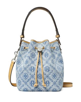 Tory Burch - T Monogram Denim Small Bucket Bag